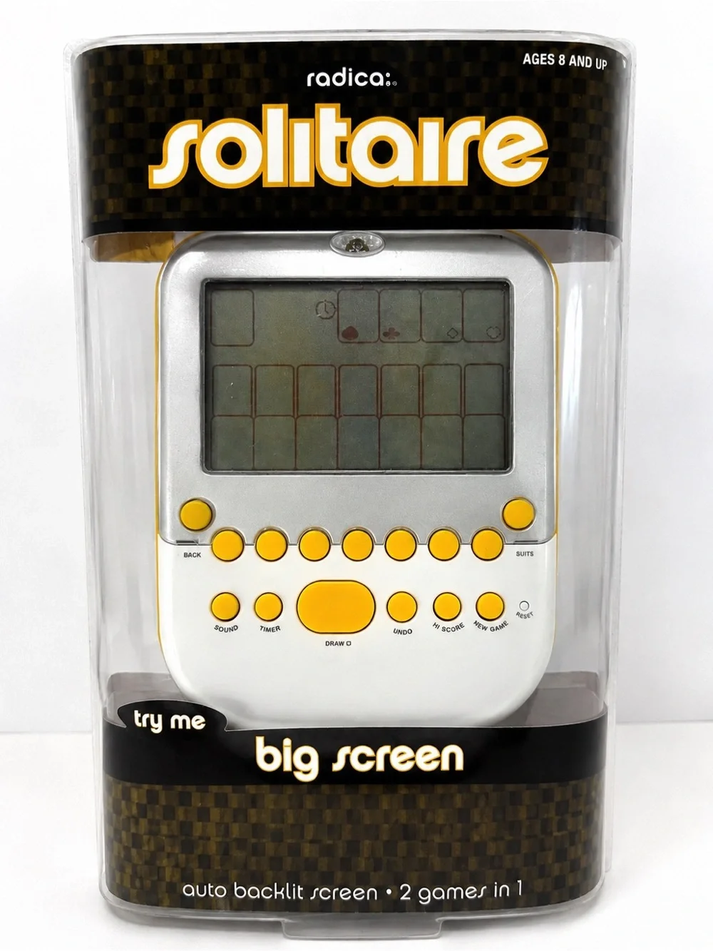 Radica Big Screen Solitaire Handheld Game Sealed New Mattel Auto Backlit LCD